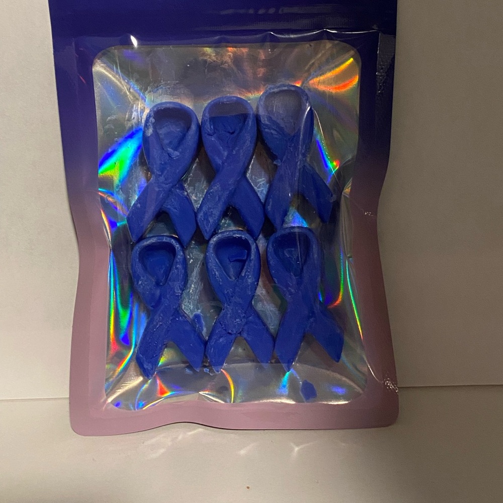 Handmade 6 blueberry muffin wax melts autism awareness ribbon made with soywax